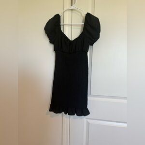 Elegant Black Puff Sleeve Dress